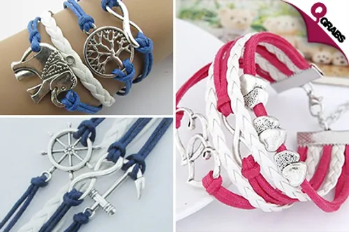 From QR29 Be Charming with Rope Charm Bracelets - Choose from 9 Fun Designs & Different Combos! (Up to QR207 Value)